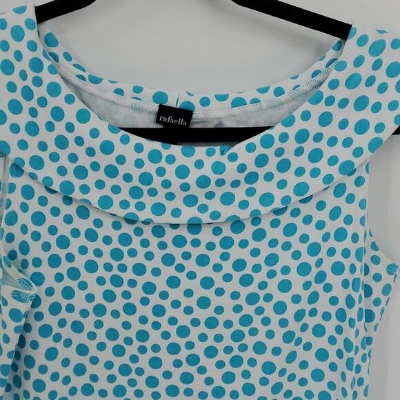 Rafael tourqwise Polka-dot top. Sleevless size small cowl neck. 100% cotton. - Picture 2 of 7